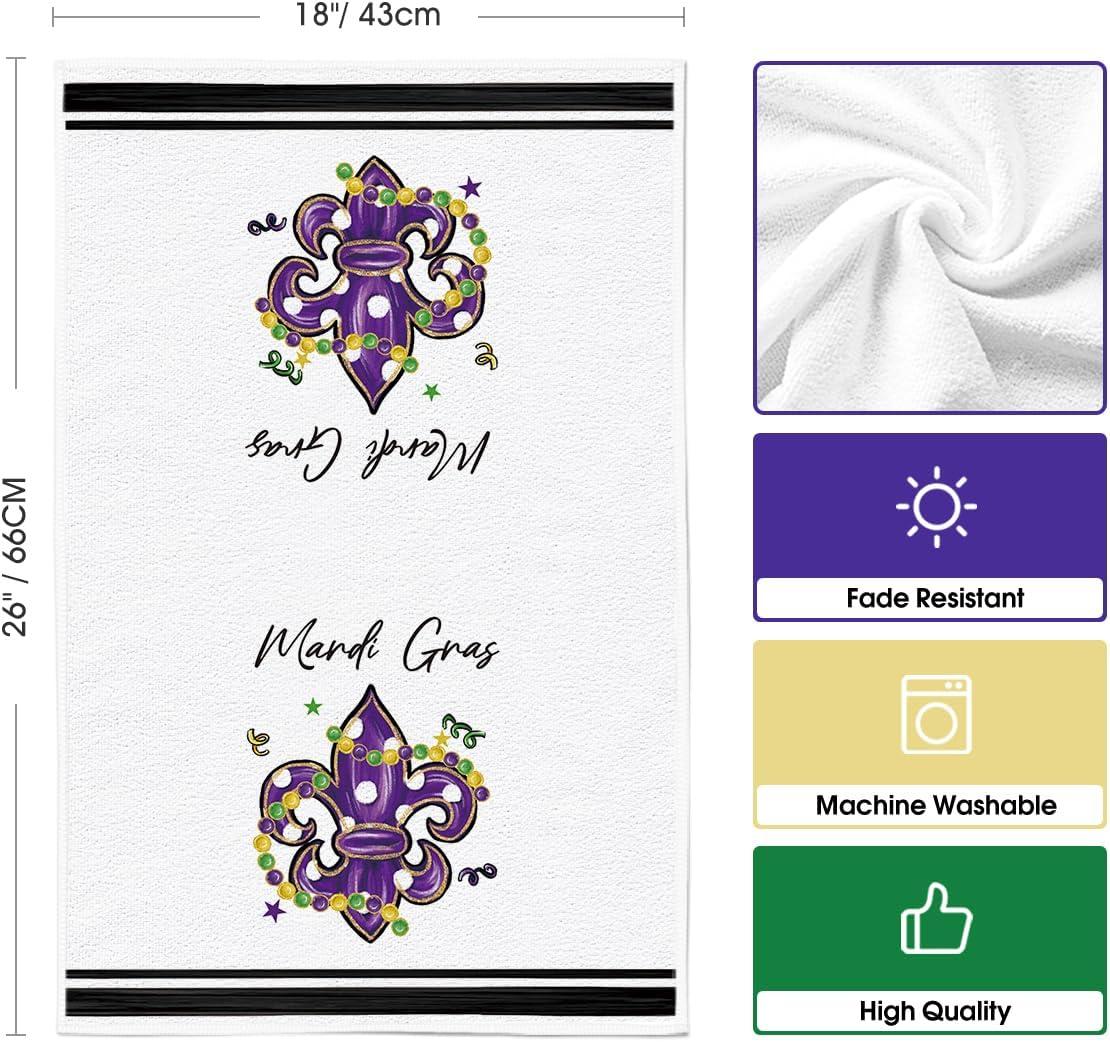 image:imageArtoid Mode Black Stripe Iris Jewelry Heart Mardi Gras Kitchen Towels Dish Towels 18x26 Inch Farmhouse Decoration Hand Towels Set of 2