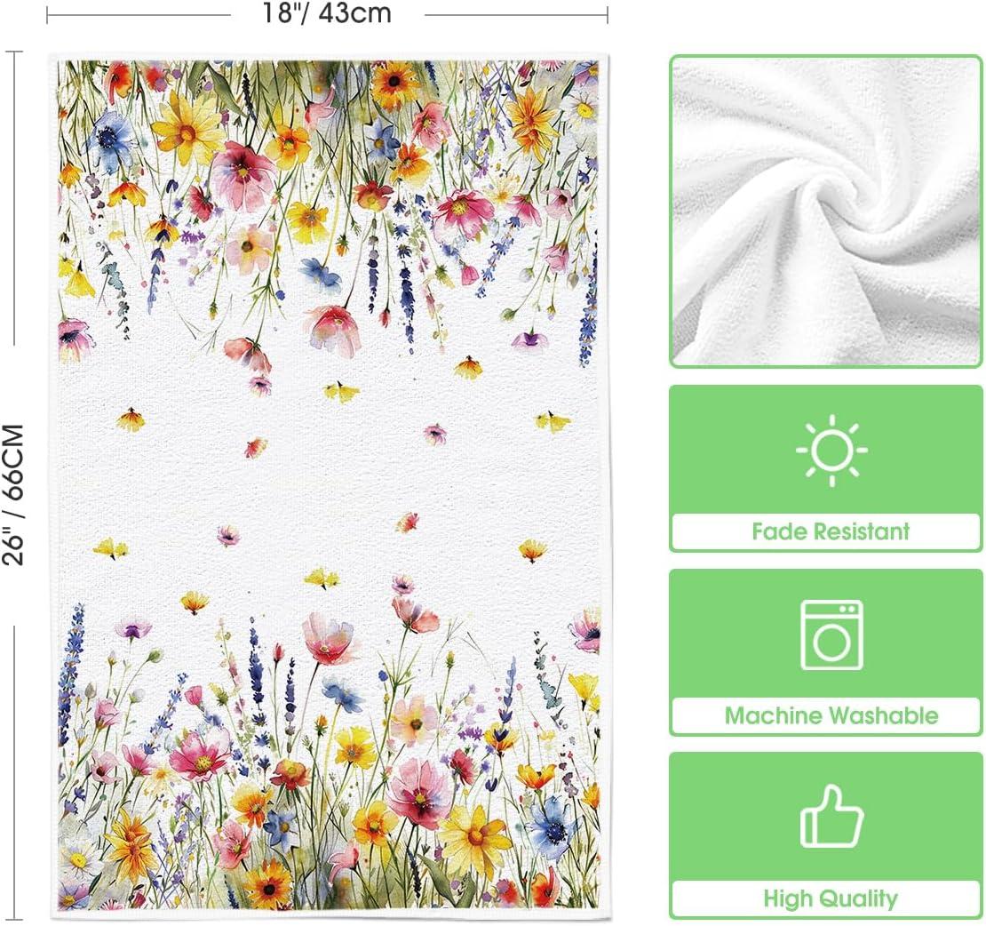 image:imageArtoid Mode Bloom Floral Hello Sunshine Spring Kitchen Towels Dish Towels 18x26 Inch Farmhouse Summer Decoration Cleaning Set of 4