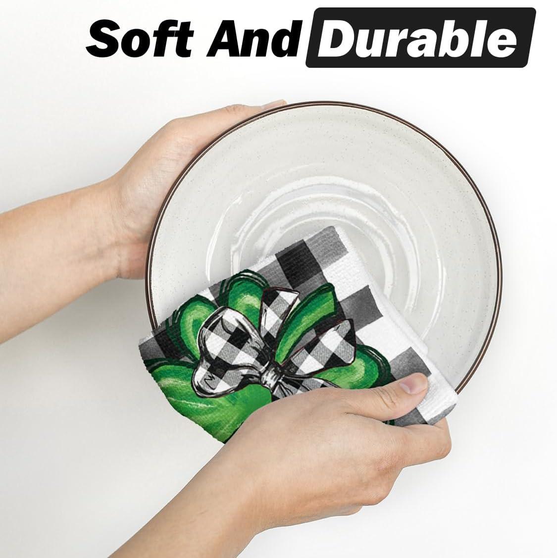 image:imageArtoid Mode Buffalo Plaid Shamrocks Love St Patricks Day Kitchen Towels Dish Towels 18x26 Inch Seasonal Spring Decoration Hand Towels Set of 2