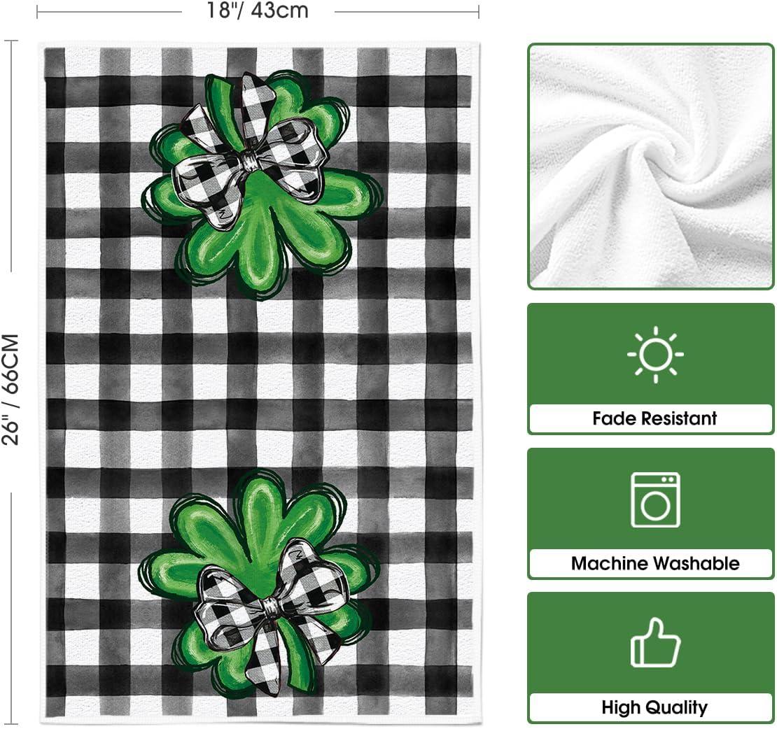 image:imageArtoid Mode Buffalo Plaid Shamrocks Love St Patricks Day Kitchen Towels Dish Towels 18x26 Inch Seasonal Spring Decoration Hand Towels Set of 2