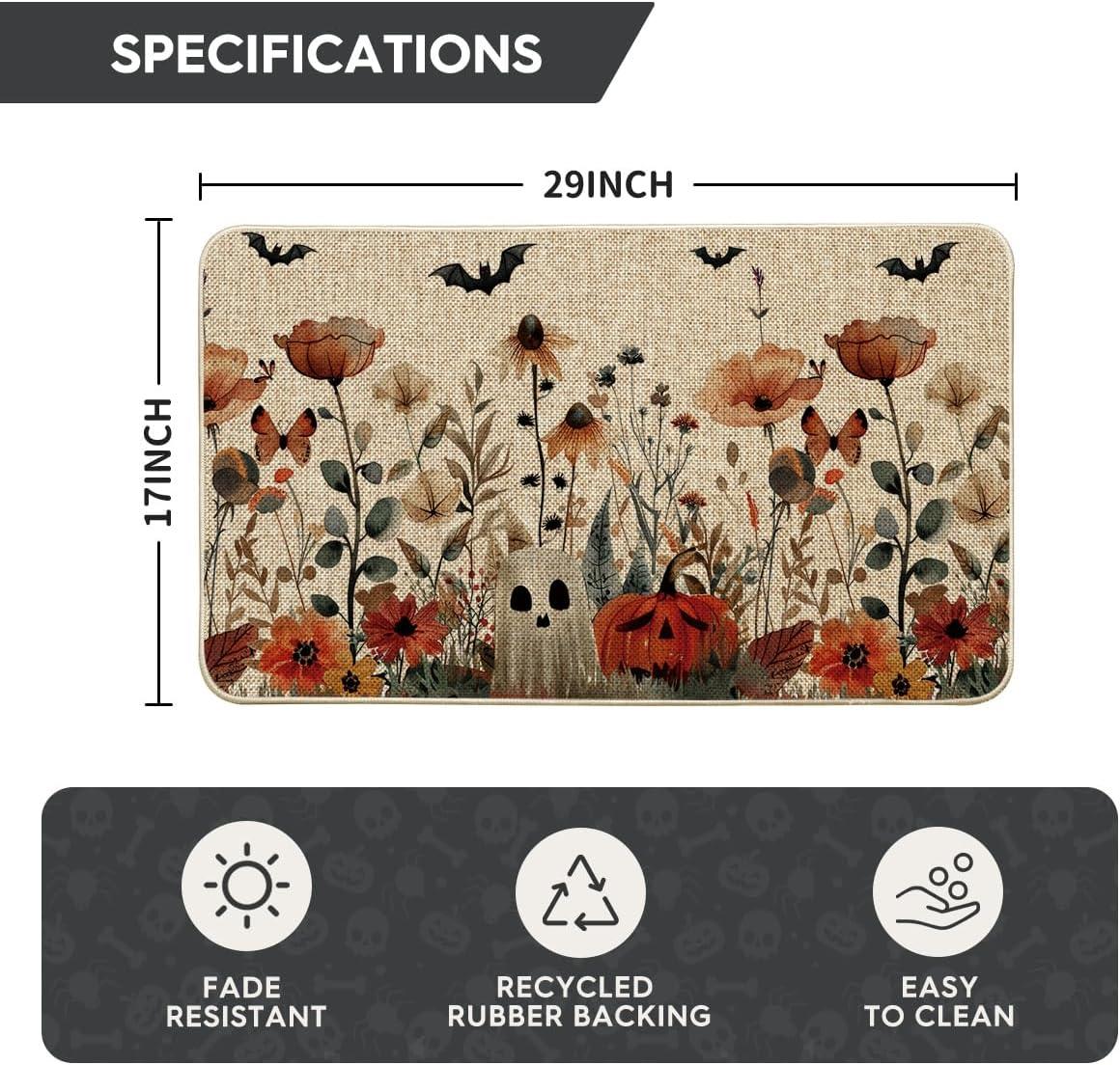 image:imageArtoid Mode Cat JackOLantern Pumpkin Halloween Doormat LowProfile Switch Rug Door Home Decor Mat Floor Mat for Indoor Outdoor 17x29 InchBeige