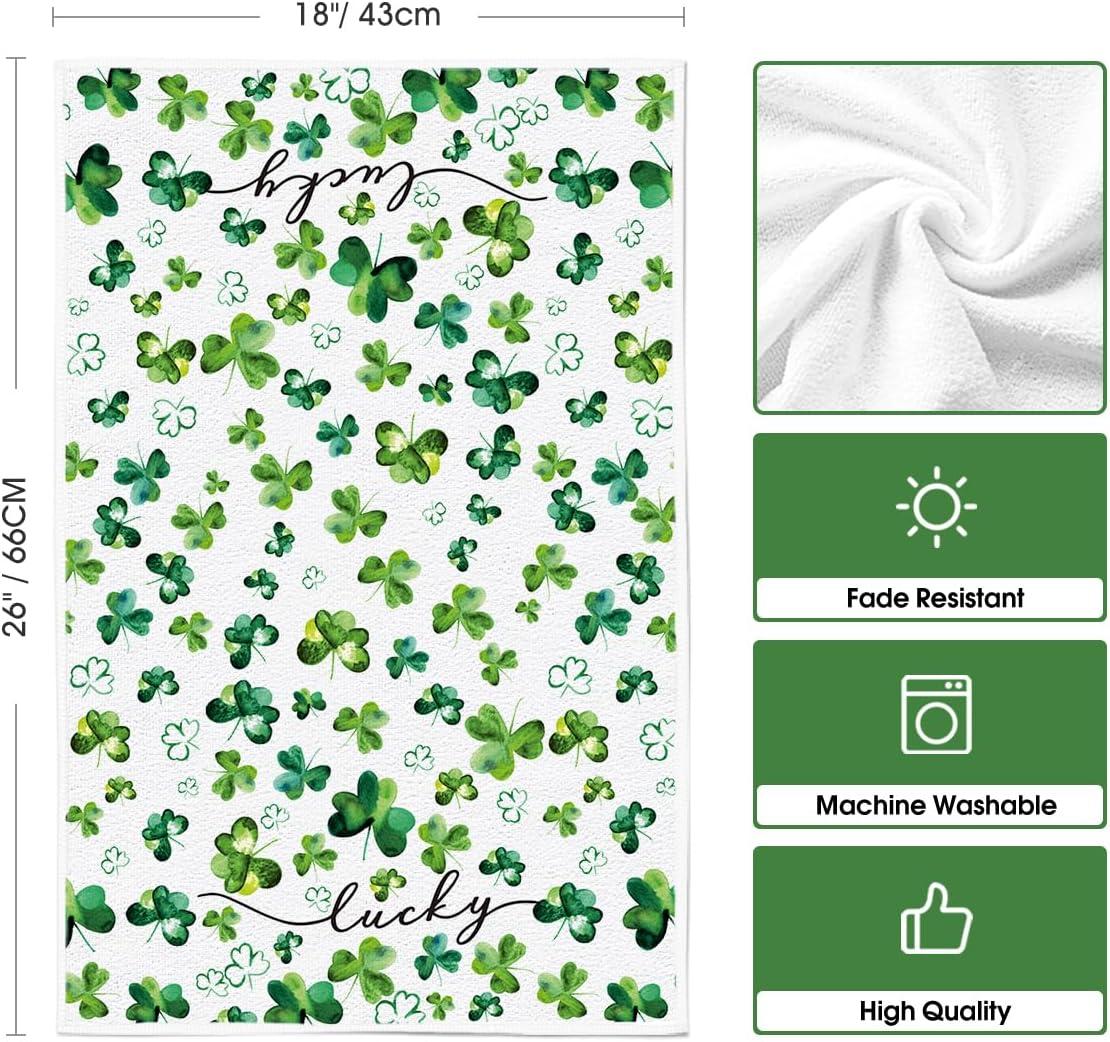 image:imageArtoid Mode Clover Shamrock St Patricks Day Kitchen Towels Dish Towels 18x26 Inch Good Luck Farmhouse Holiday Decoration Hand Towels Set of 4