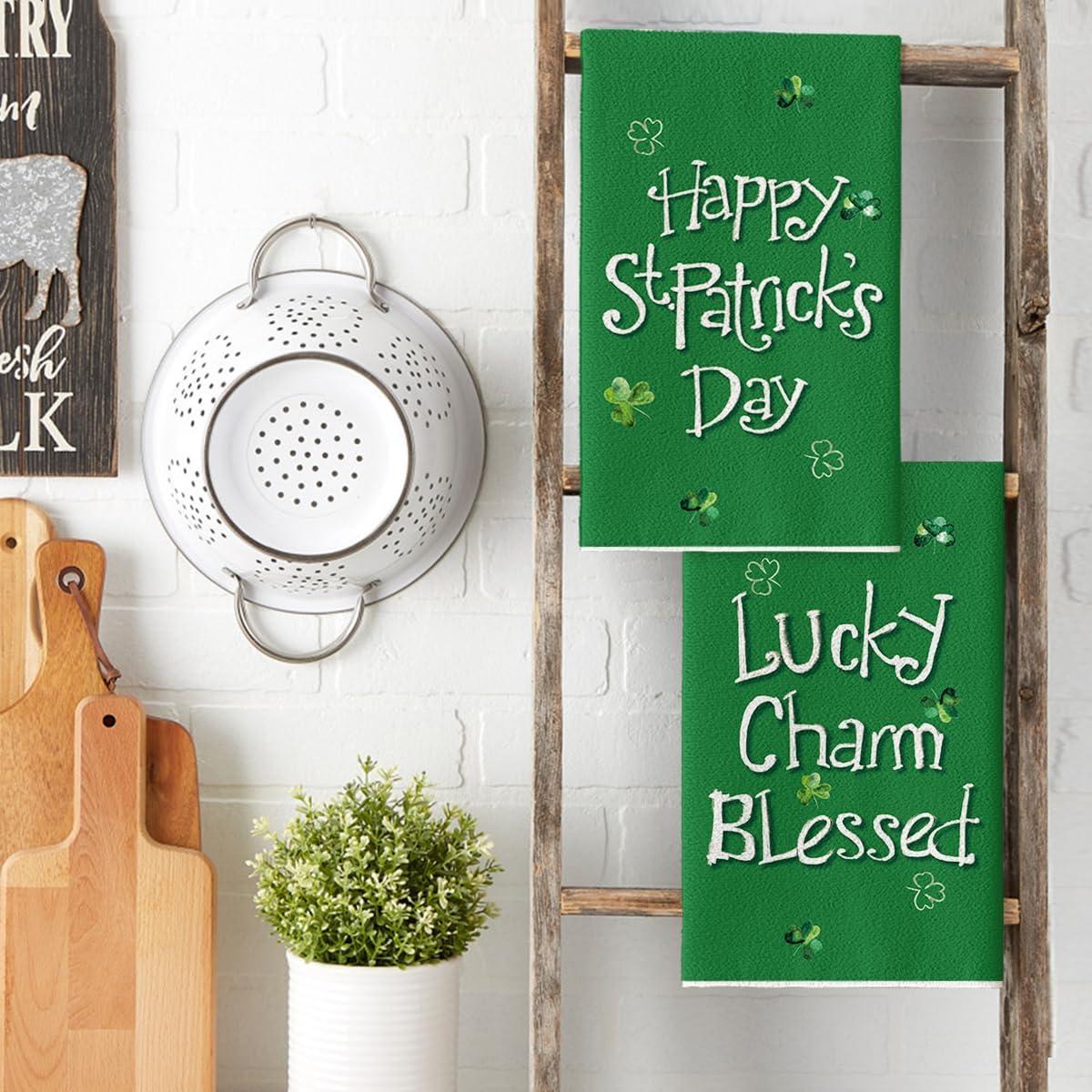 image:imageArtoid Mode Clover Shamrock St Patricks Day Kitchen Towels Dish Towels 18x26 Inch Good Luck Farmhouse Holiday Decoration Hand Towels Set of 4