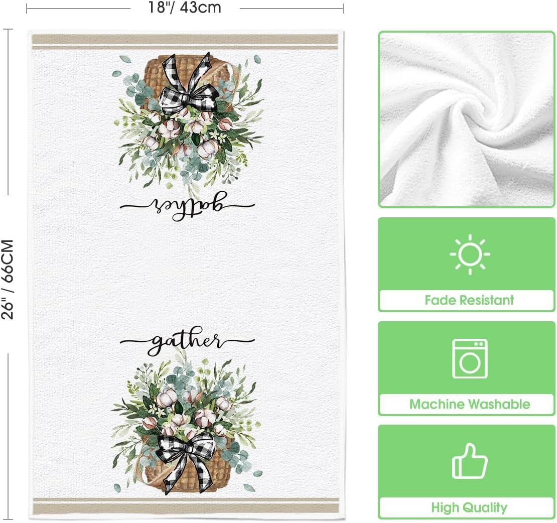 image:imageArtoid Mode Eucalyptus Truck Flowers Basket Spring Kitchen Towels Dish Towels 18x26 Inch Farmhouse Decoration Hand Towels Set of 4