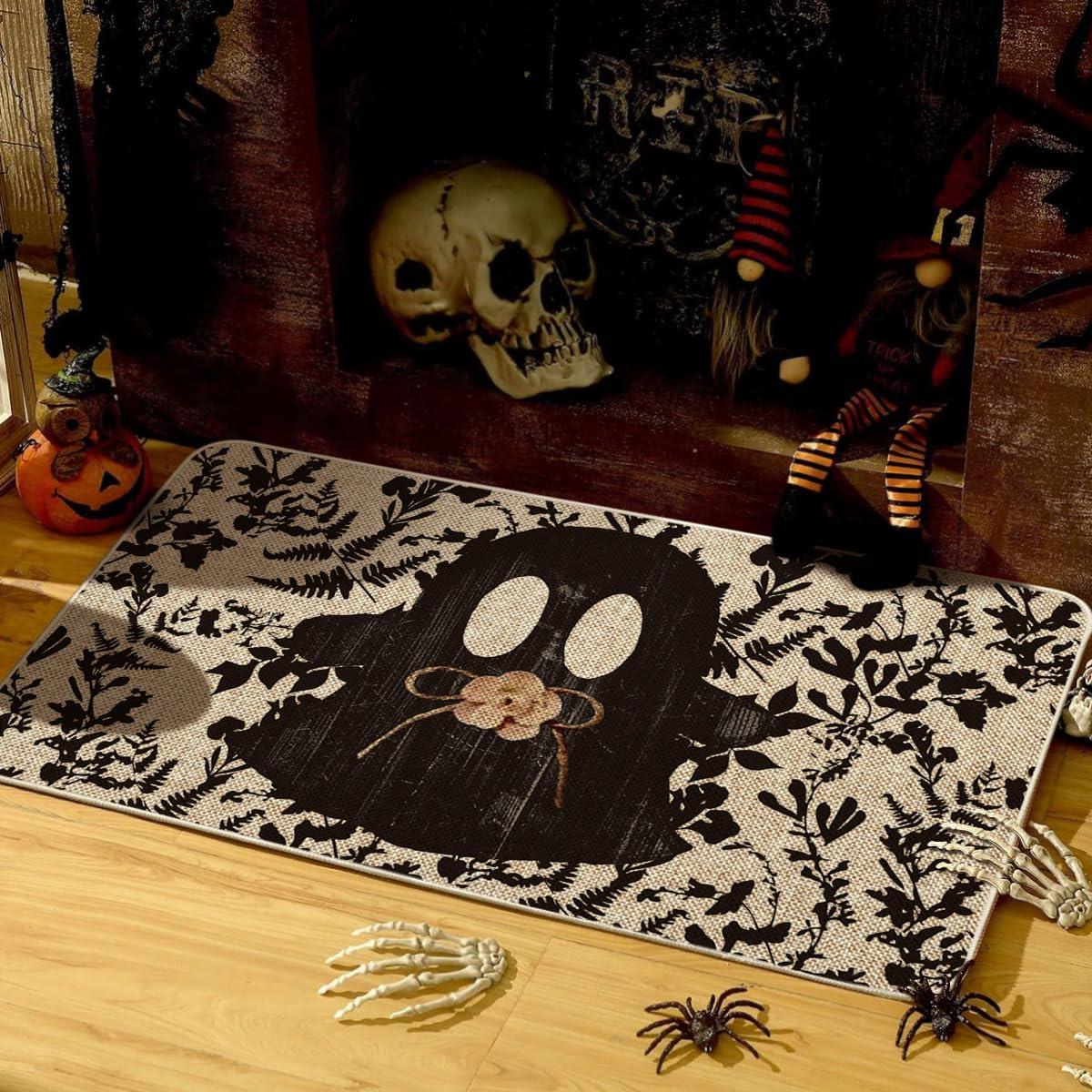 image:imageArtoid Mode Flowers Ghost Boo Halloween Doormat LowProfile Switch Rug Door Home Decor Mat Floor Mat for Indoor Outdoor 17x29 Inch