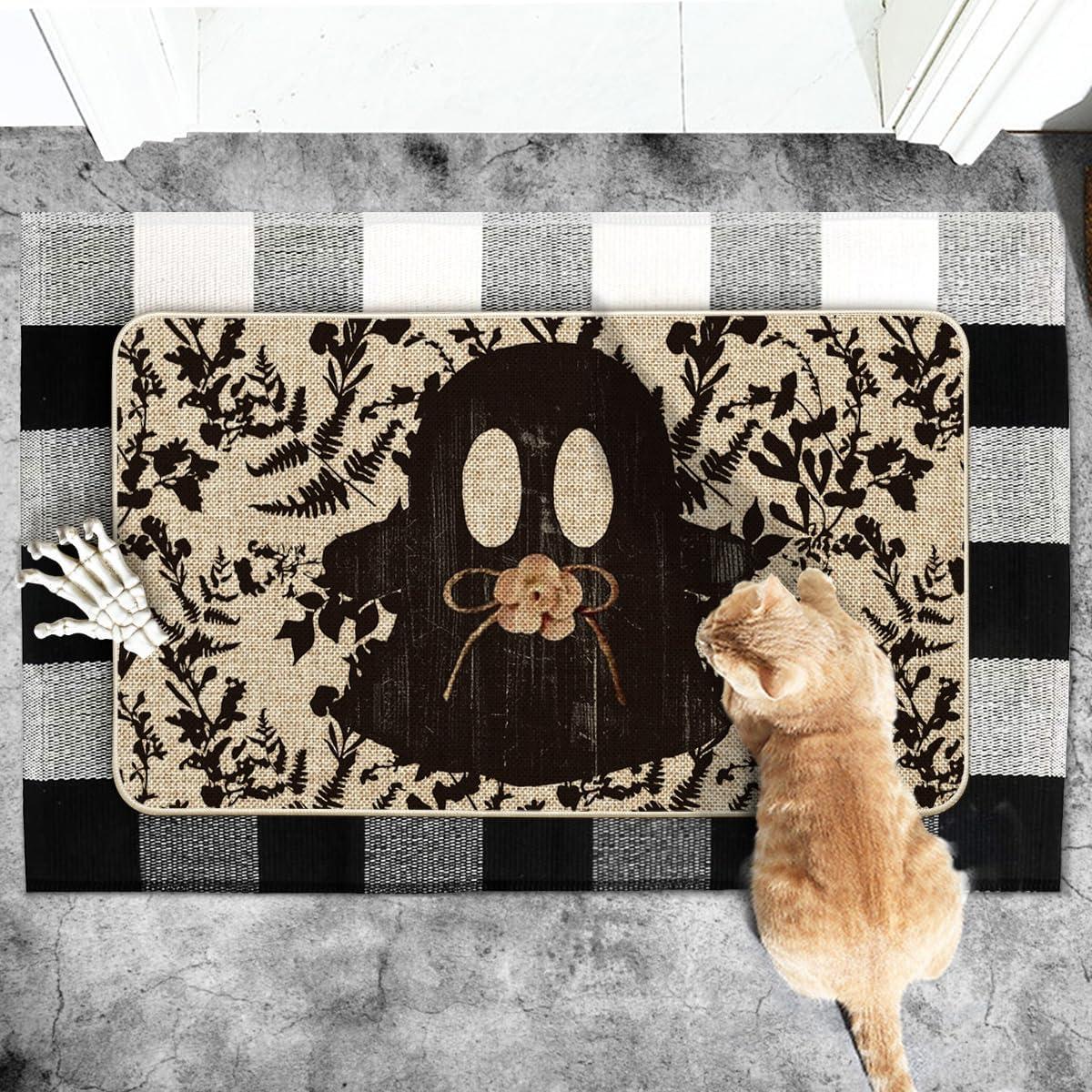 image:imageArtoid Mode Flowers Ghost Boo Halloween Doormat LowProfile Switch Rug Door Home Decor Mat Floor Mat for Indoor Outdoor 17x29 Inch
