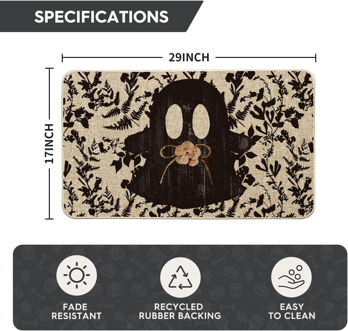 image:imageArtoid Mode Flowers Ghost Boo Halloween Doormat LowProfile Switch Rug Door Home Decor Mat Floor Mat for Indoor Outdoor 17x29 Inch