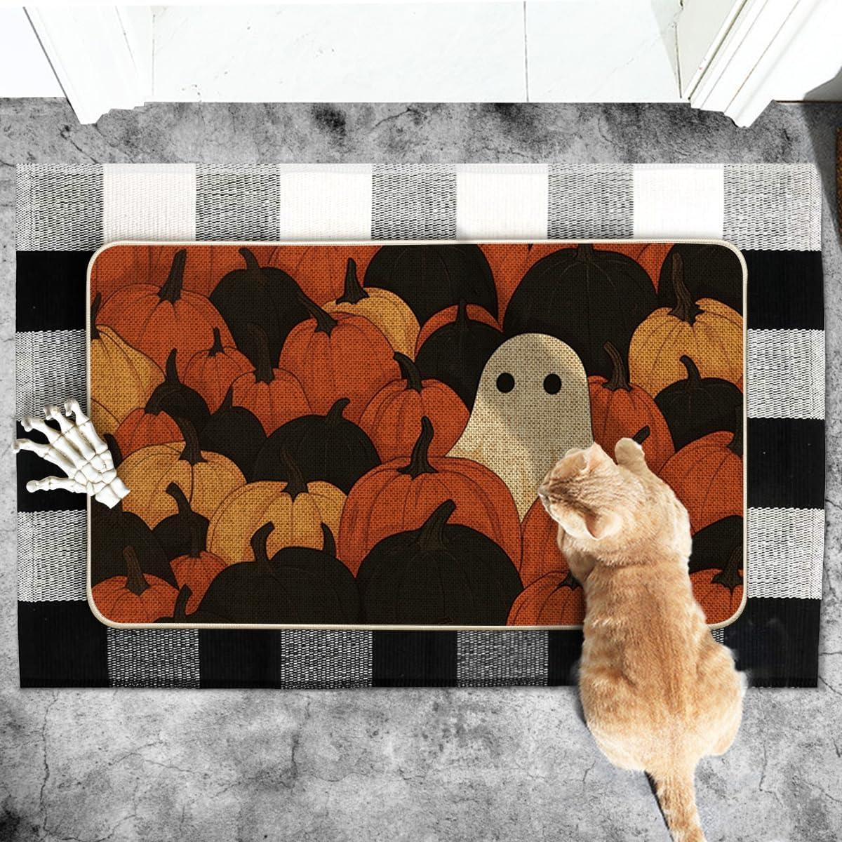image:imageArtoid Mode Ghost Pumpkin Halloween Doormat LowProfile Switch Rug Door Home Decor Mat Floor Mat for Indoor Outdoor 17x29 Inch