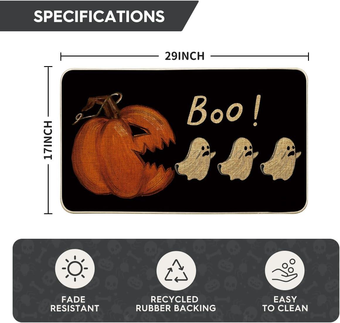 image:imageArtoid Mode Ghosts Boo Pumpkin Halloween Doormat LowProfile Switch Rug Door Home Decor Mat Floor Mat for Indoor Outdoor 17x29 Inch