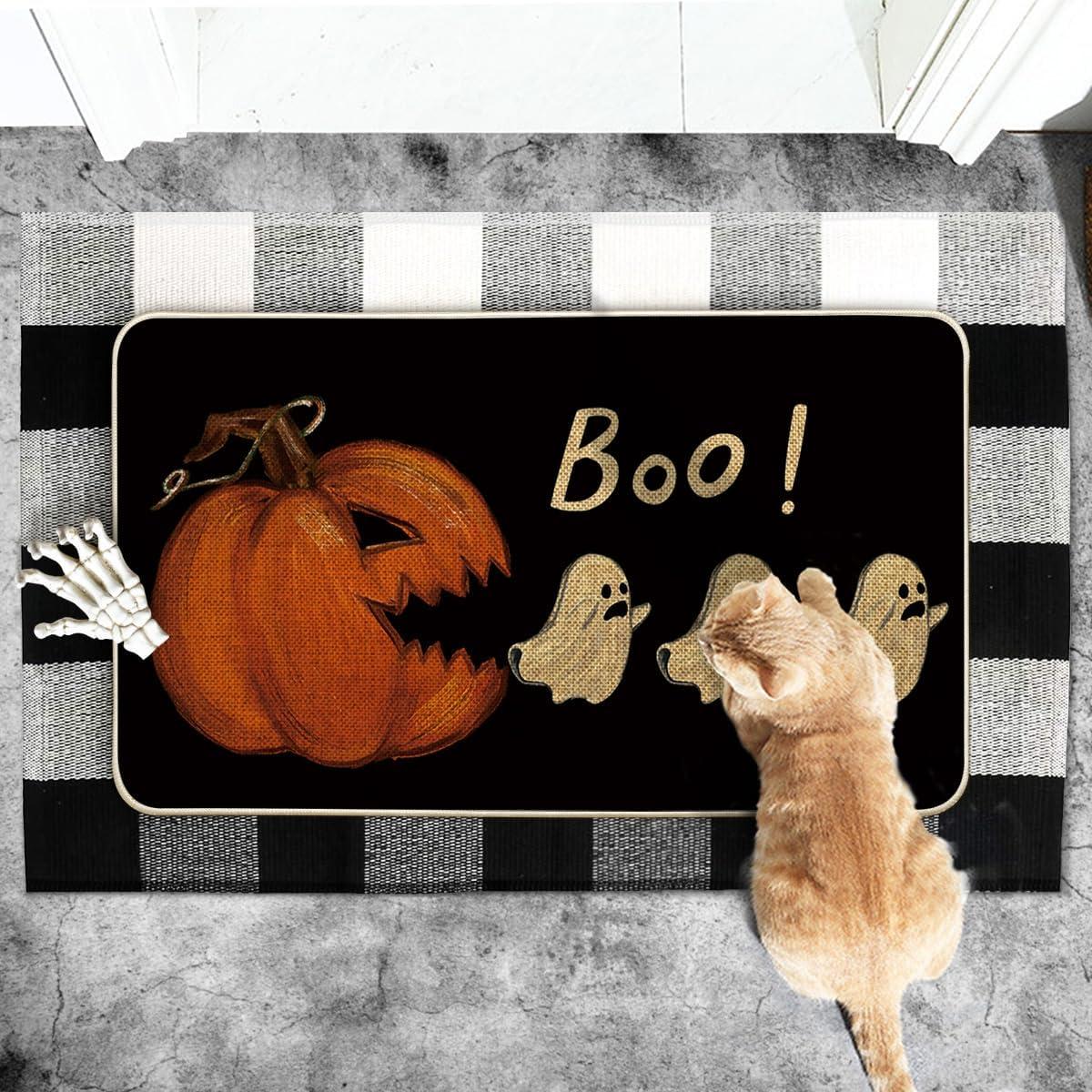 image:imageArtoid Mode Ghosts Boo Pumpkin Halloween Doormat LowProfile Switch Rug Door Home Decor Mat Floor Mat for Indoor Outdoor 17x29 Inch