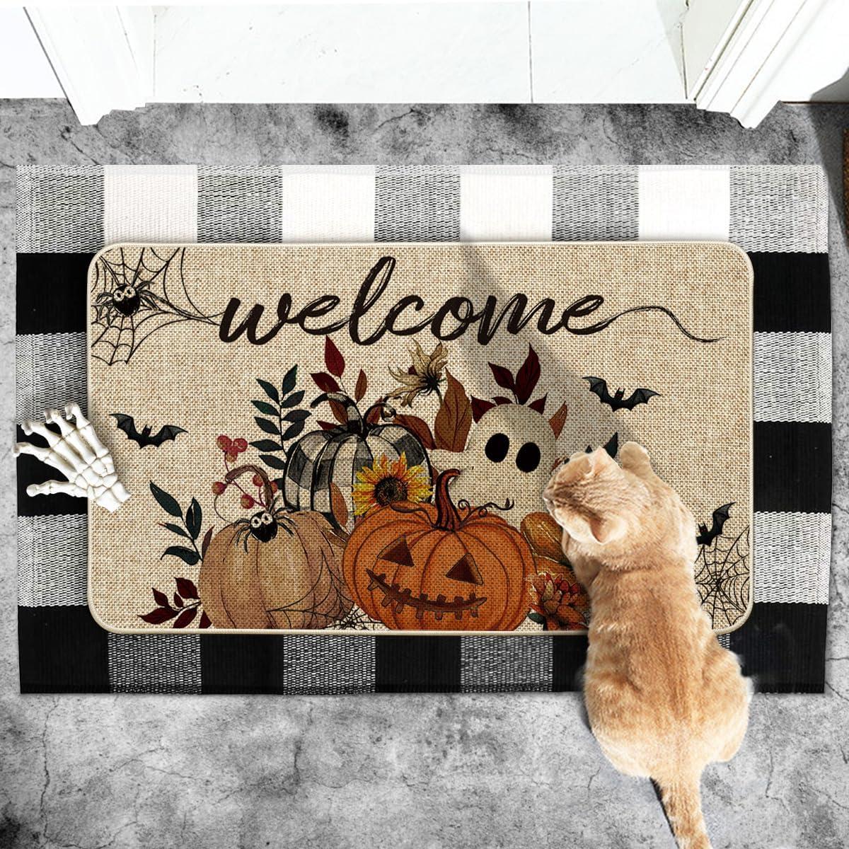 image:imageArtoid Mode Ghosts Boo Pumpkin Welcome Halloween Doormat LowProfile Switch Rug Door Home Decor Mat Floor Mat for Indoor Outdoor 17x29 Inch