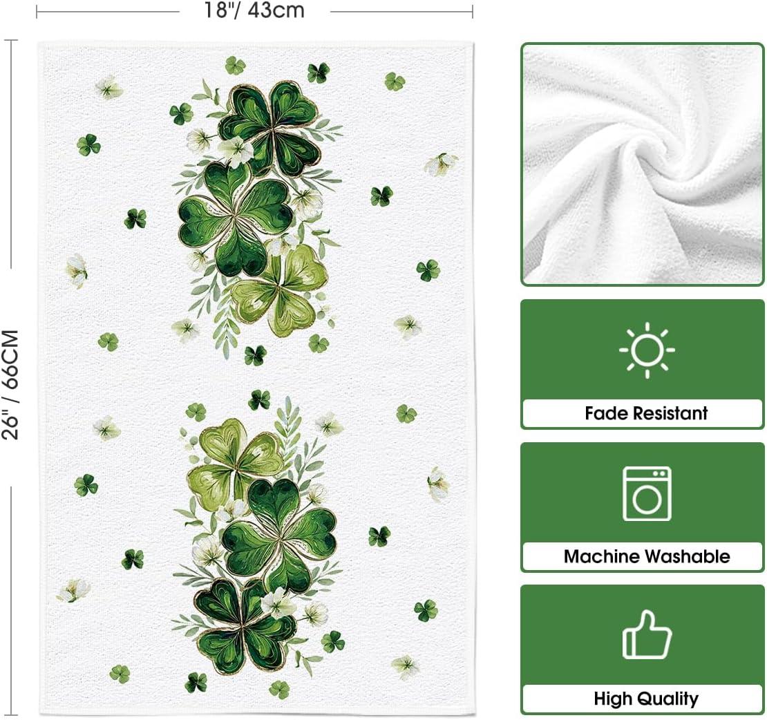 image:imageArtoid Mode Heart Shamrock Flowers Bless Home St Patricks Day Kitchen Towels Dish Towels 18x26 Inch Farmhouse Spring Decoration Cleaning Set of 4