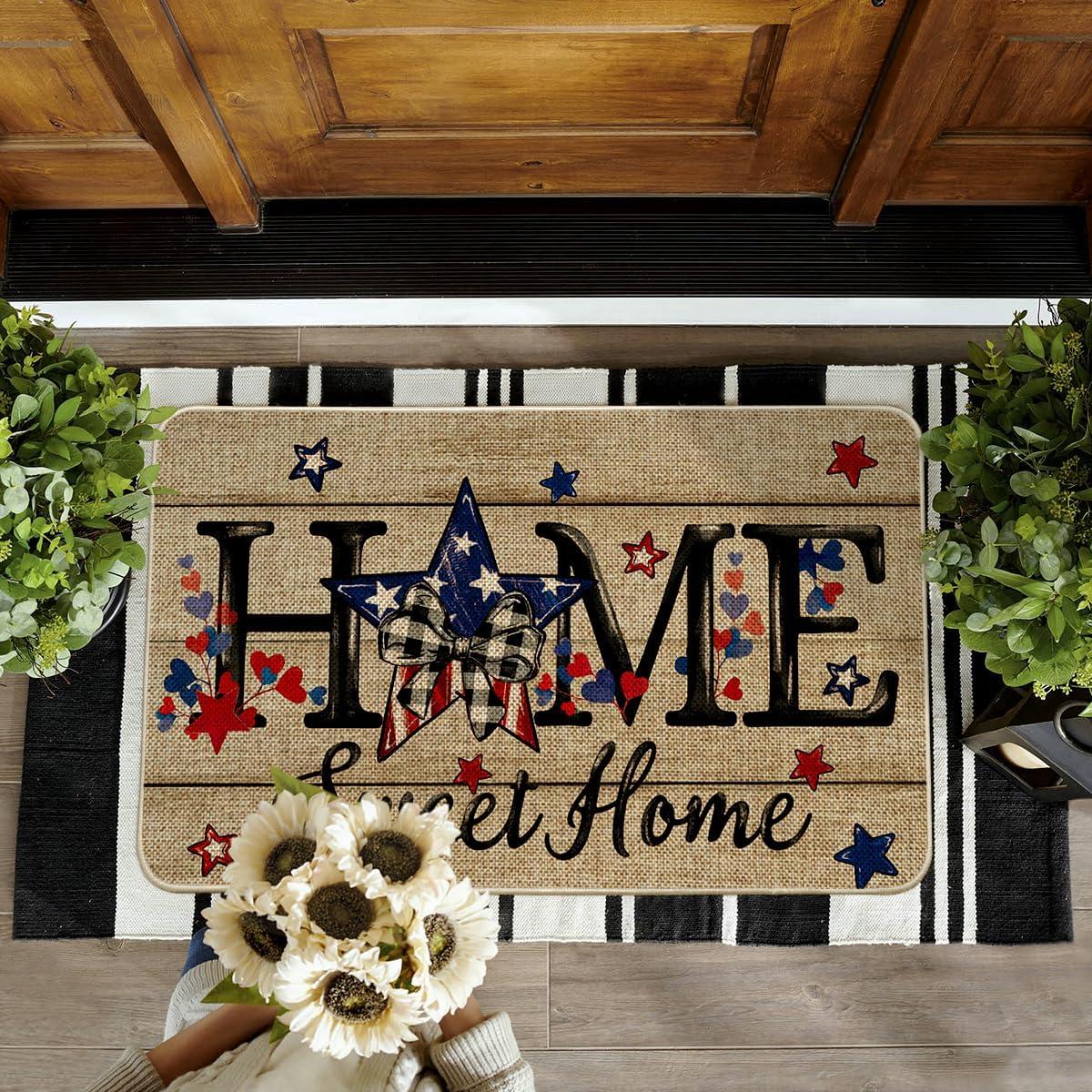 image:imageArtoid Mode Home Sweet Home Blue Star Patriotic 4TH of July Doormat Memorial Day Home Decor LowProfile Switch Rug Door Mat Floor Mat for Indoor Outdoor 17x29 Inch