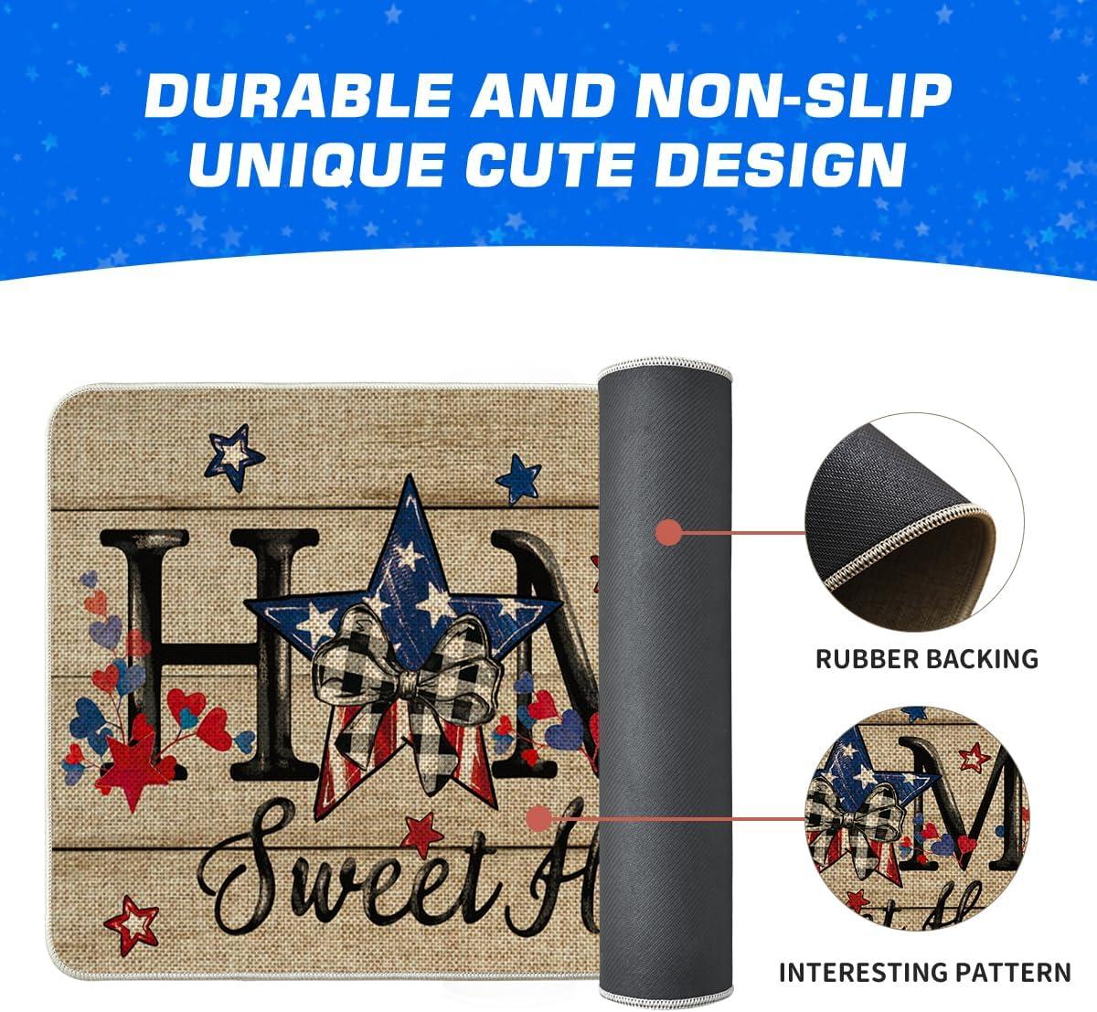 image:imageArtoid Mode Home Sweet Home Blue Star Patriotic 4TH of July Doormat Memorial Day Home Decor LowProfile Switch Rug Door Mat Floor Mat for Indoor Outdoor 17x29 Inch