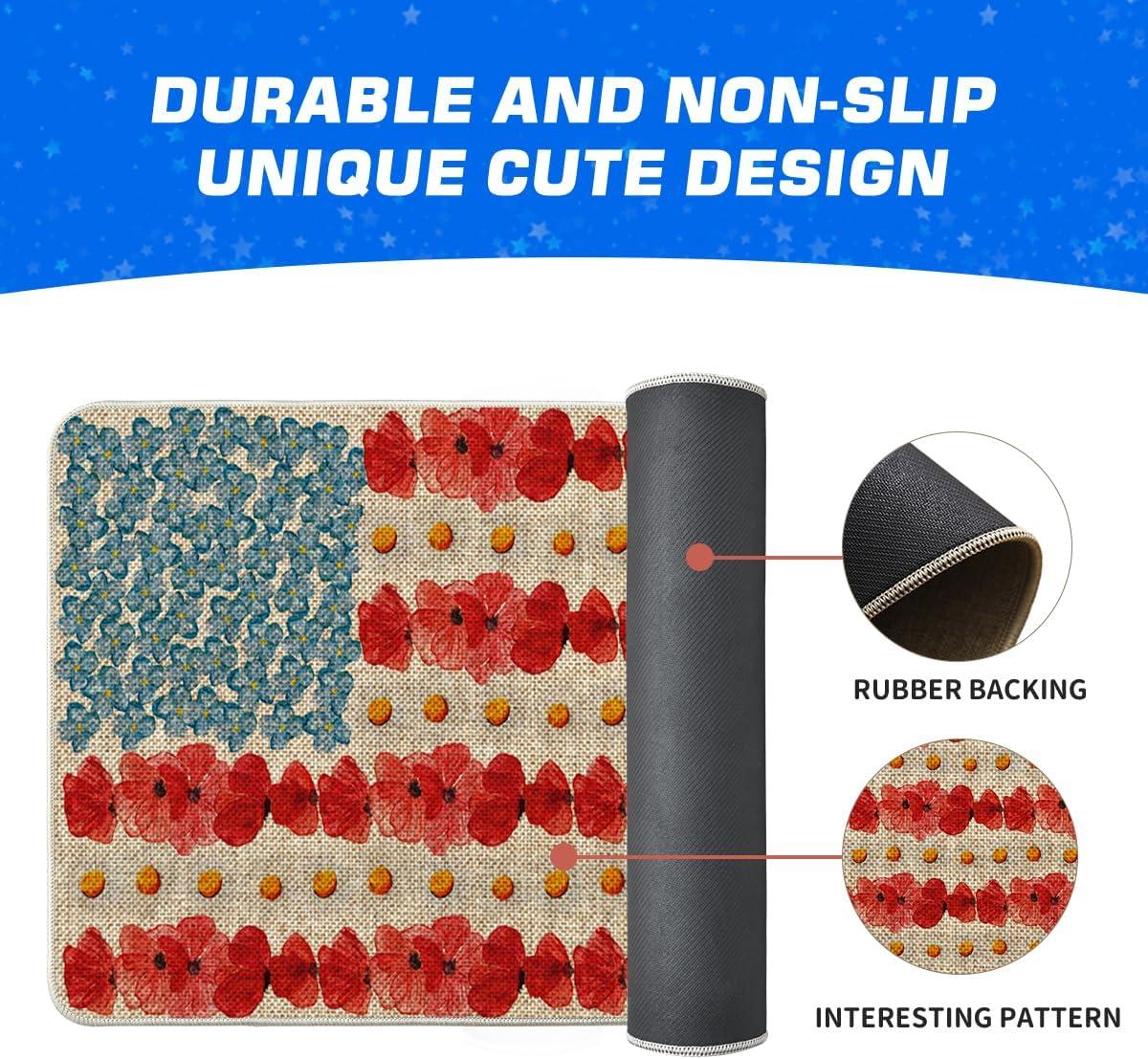 image:imageArtoid Mode Horizontal Stripe American Flag Stars Patriotic 4th of July Doormat Memorial Day Home Decor Switch Rug Door Mat Floor Mat 17x29 Inch