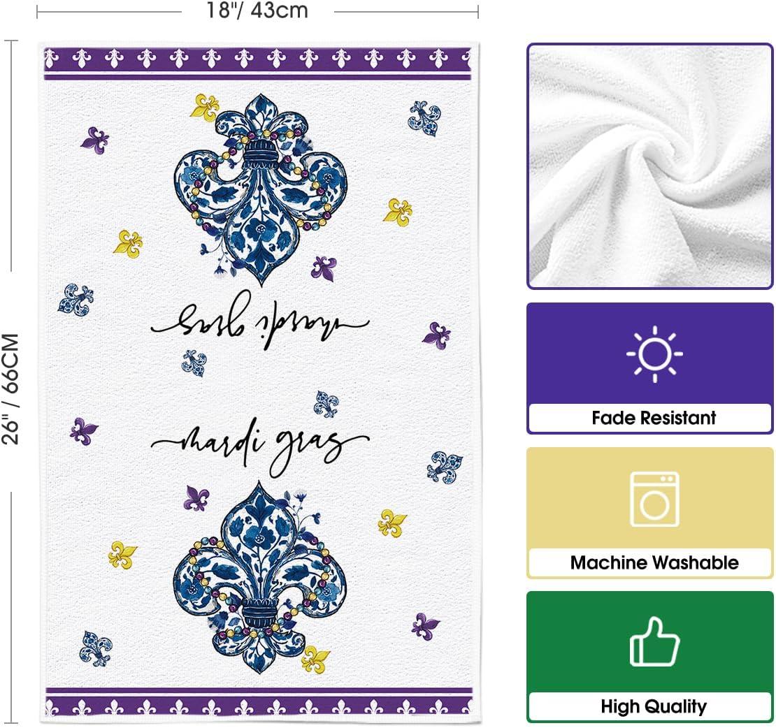 image:imageArtoid Mode Iris Florals Colorful Beads Mardi Gras Kitchen Towels Dish Towels 18x26 Inch Farmhouse Decoration Cleaning Set of 2