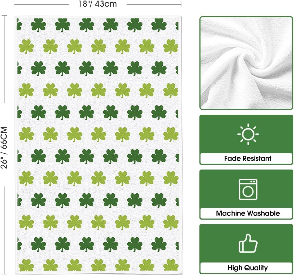 image:imageArtoid Mode Lace Polka dot Clover Shamrock StPatricks Day Kitchen Dish Towels 18x26 Inch Farmhouse Holiday Decoration Cleaning Set of 2