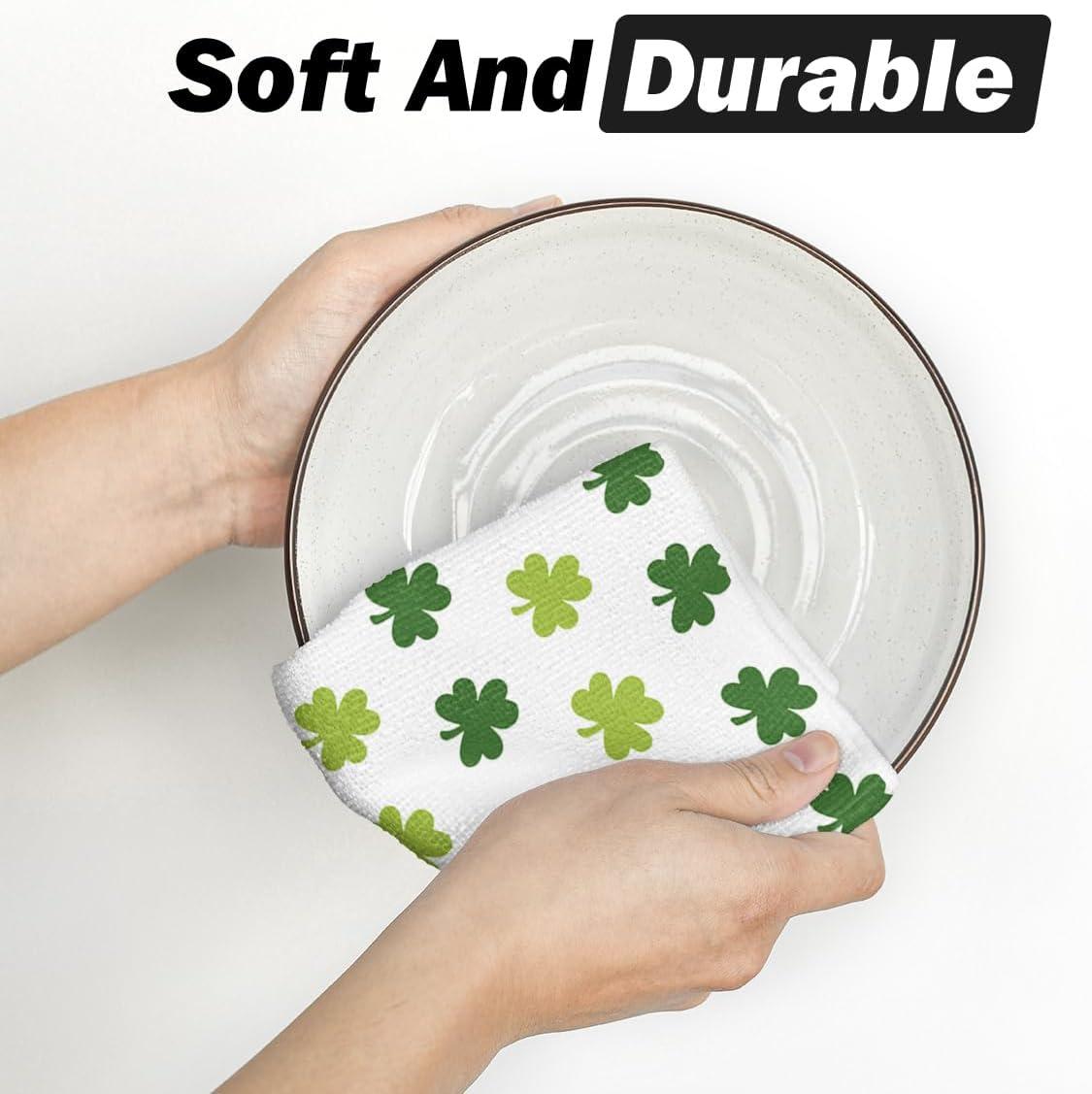 image:imageArtoid Mode Lace Polka dot Clover Shamrock StPatricks Day Kitchen Dish Towels 18x26 Inch Farmhouse Holiday Decoration Cleaning Set of 2