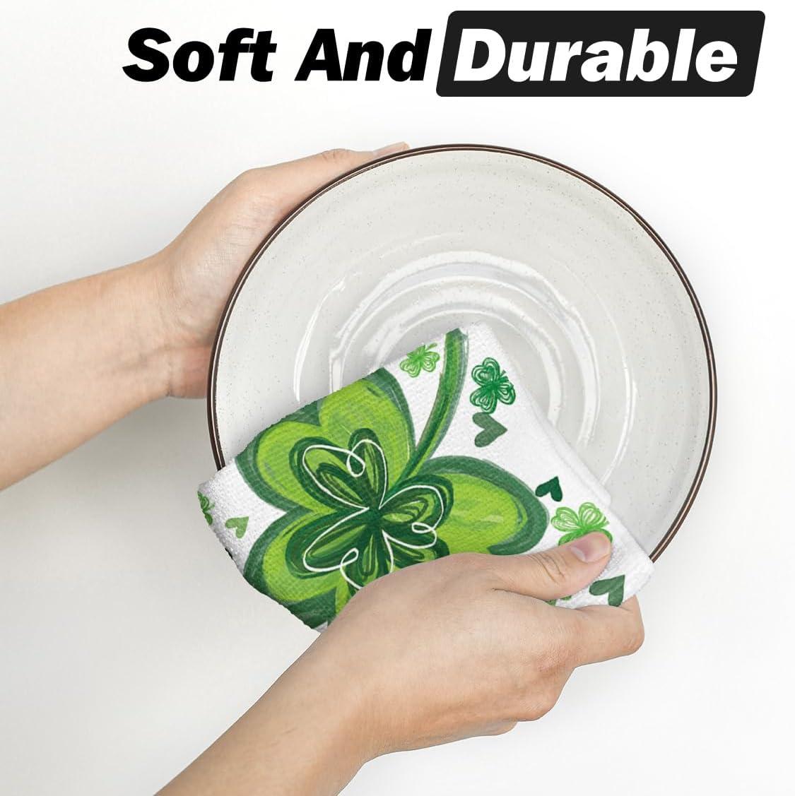 image:imageArtoid Mode Lucky Clover Shamrock StPatricks Day Kitchen Dish Towels 18x26 Inch Farmhouse Holiday Decoration Cleaning Set of 2