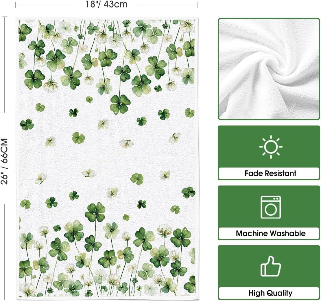 image:imageArtoid Mode Lucky Shamrock Florals Vase Stripes St Patricks Day Kitchen Towels Dish Towels 18x26 Inch Farmhouse Spring Decoration Cleaning Set of 4