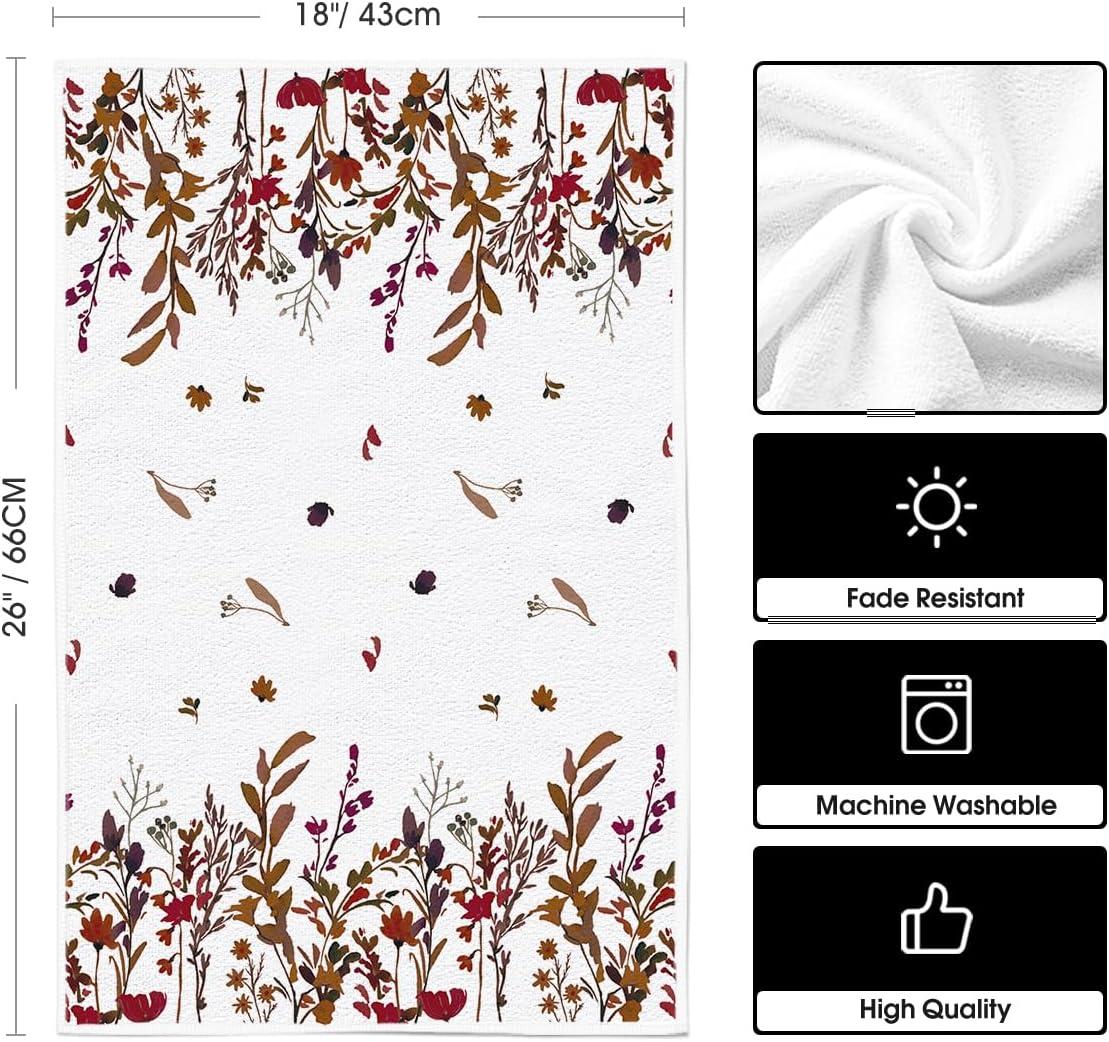 image:imageArtoid Mode Red Wildflower Floral Valentines Kitchen Towels Dish Towels 18x26 Inch Anniversary Wedding Decoration Cleaning Set of 2Black