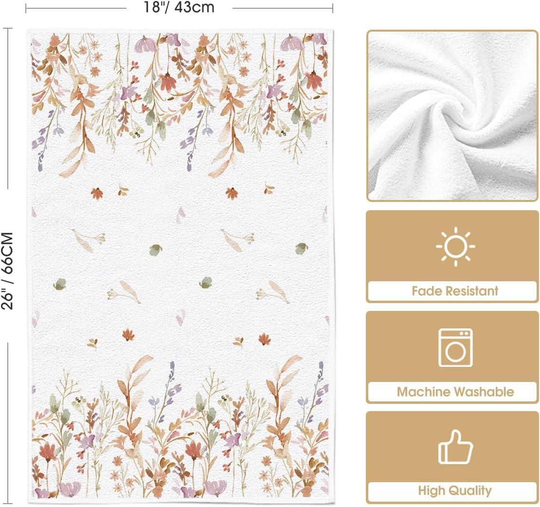 image:imageArtoid Mode Red Wildflower Floral Valentines Kitchen Towels Dish Towels 18x26 Inch Anniversary Wedding Decoration Cleaning Set of 2OrangePurple