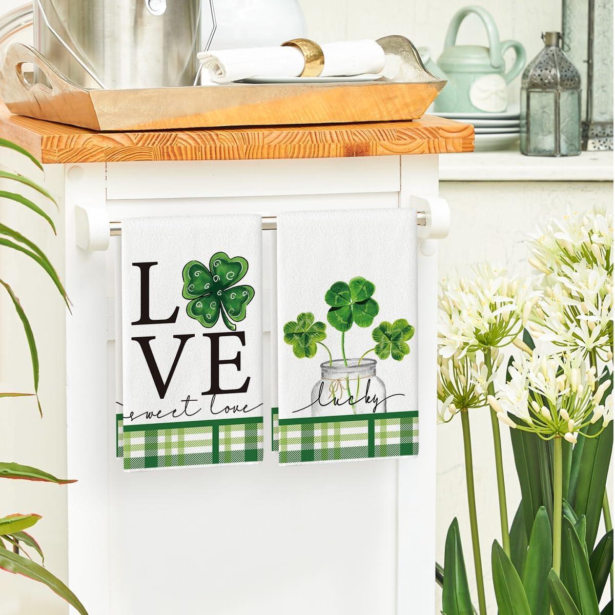 image:imageArtoid Mode Shamrock Bottle Home Love St Patricks Day Kitchen Towels Dish Towels 18x26 Inch Seasonal Decoration Hand Towels Set of 4