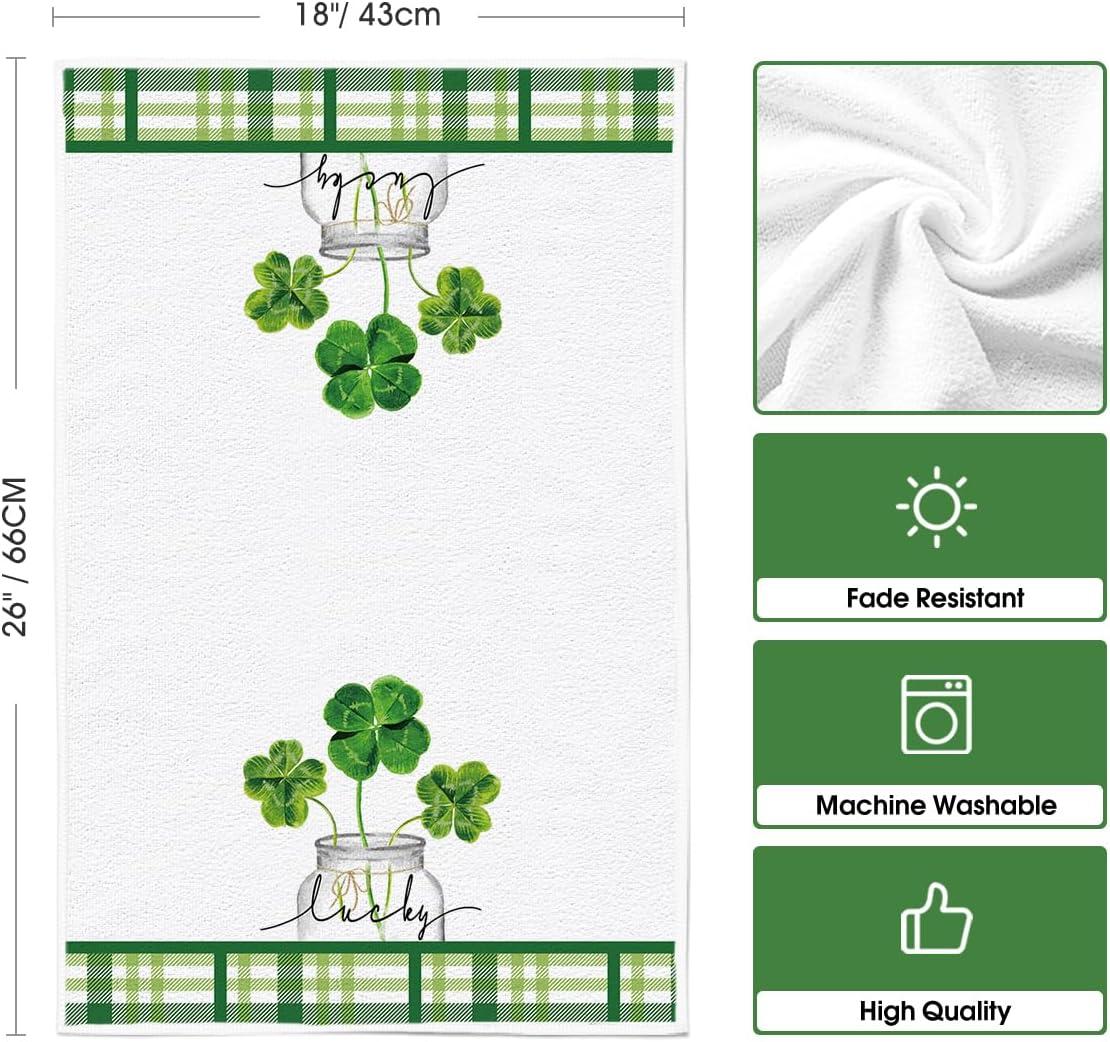 image:imageArtoid Mode Shamrock Bottle Home Love St Patricks Day Kitchen Towels Dish Towels 18x26 Inch Seasonal Decoration Hand Towels Set of 4