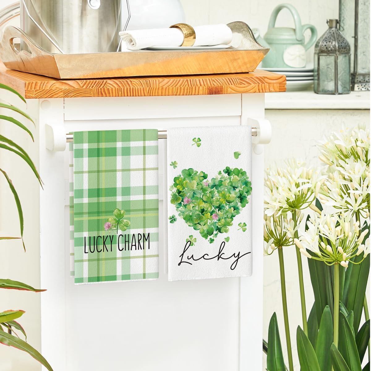 image:imageArtoid Mode Shamrock French Stripes Love Motto St Patricks Day Home Kitchen Towels 18x26 Inch Seasonal Holiday Decoration Hand Towels Set of 4