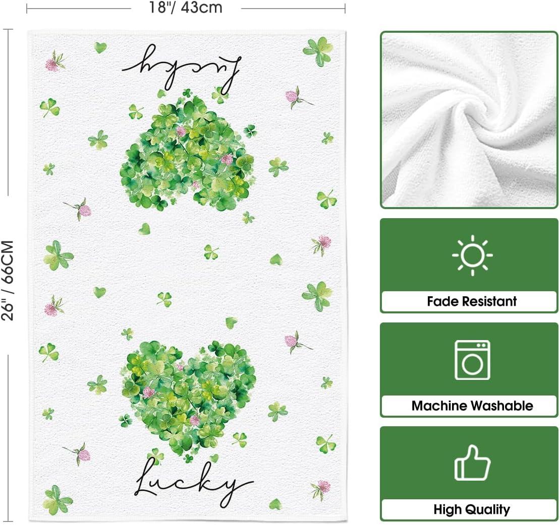 image:imageArtoid Mode Shamrock French Stripes Love Motto St Patricks Day Home Kitchen Towels 18x26 Inch Seasonal Holiday Decoration Hand Towels Set of 4