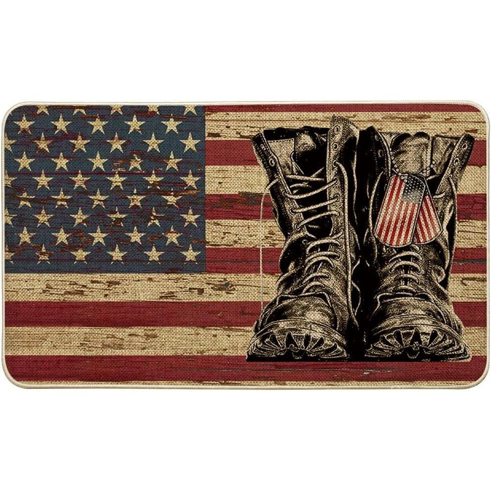 image:imageArtoid Mode American Flag Freedom Veteran Military Boots Doormat 4th of July Memorial Day Patriotic Liberty LowProfile Yard Floor Switch Mat for Indoor Outdoor 17 x 29 Inch