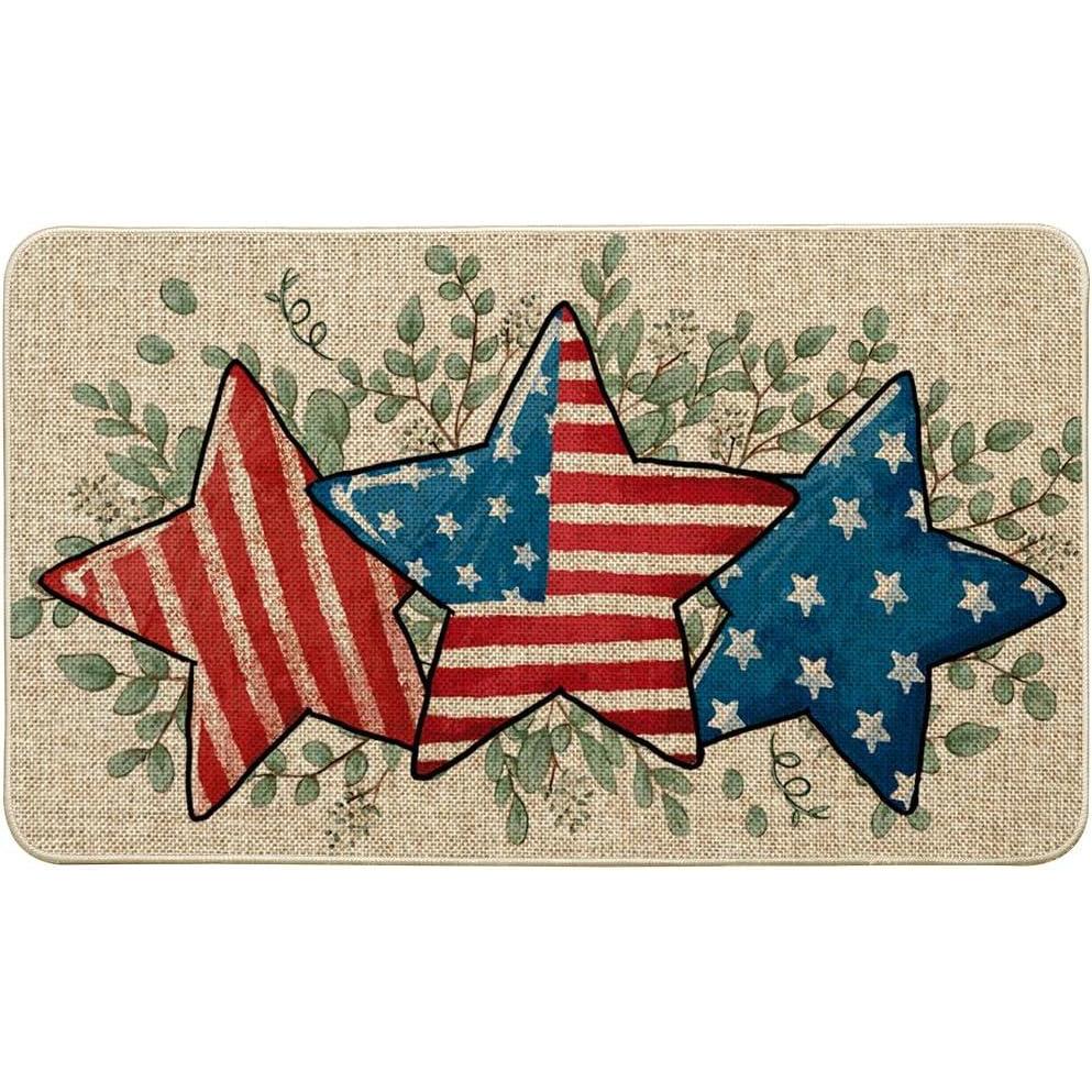image:imageArtoid Mode American Flag Stars Eucalyptus Memorial Day Doormat 4th of July Patriotic Independence Day Home Decor LowProfile Switch Rug Door Mat Floor Mat for Indoor Outdoor 17x29 Inch