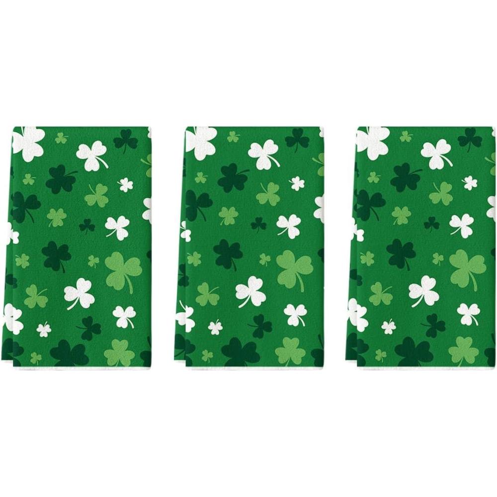 image:imageArtoid Mode Beige Clover Shamrock StPatricks Day Kitchen Towels Dish Towels 18x26 Inch Farmhouse Holiday Spring Decoration Cleaning Set of 23pcs green