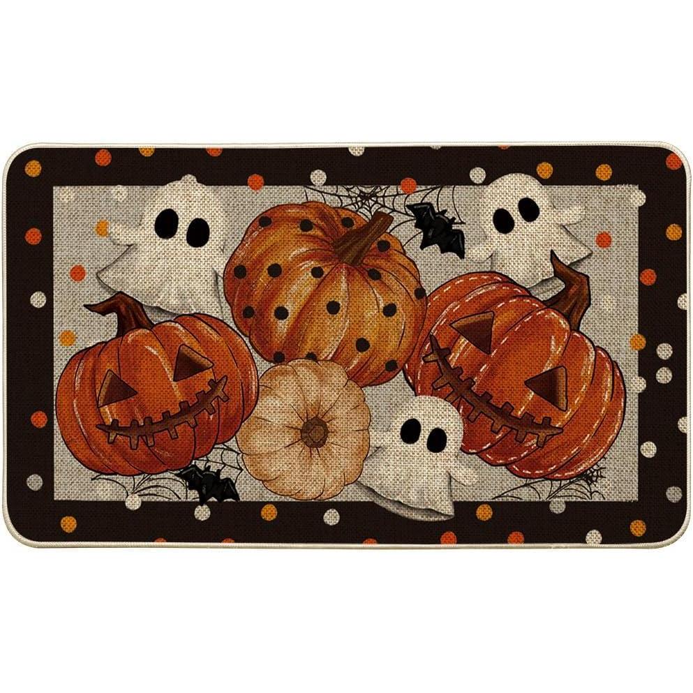 image:imageArtoid Mode Black Ghost Spooky JackOLantern Pumpkin Halloween Doormat LowProfile Switch Rug Door Home Decor Mat Floor Mat for Indoor Outdoor 17x29 InchBlack