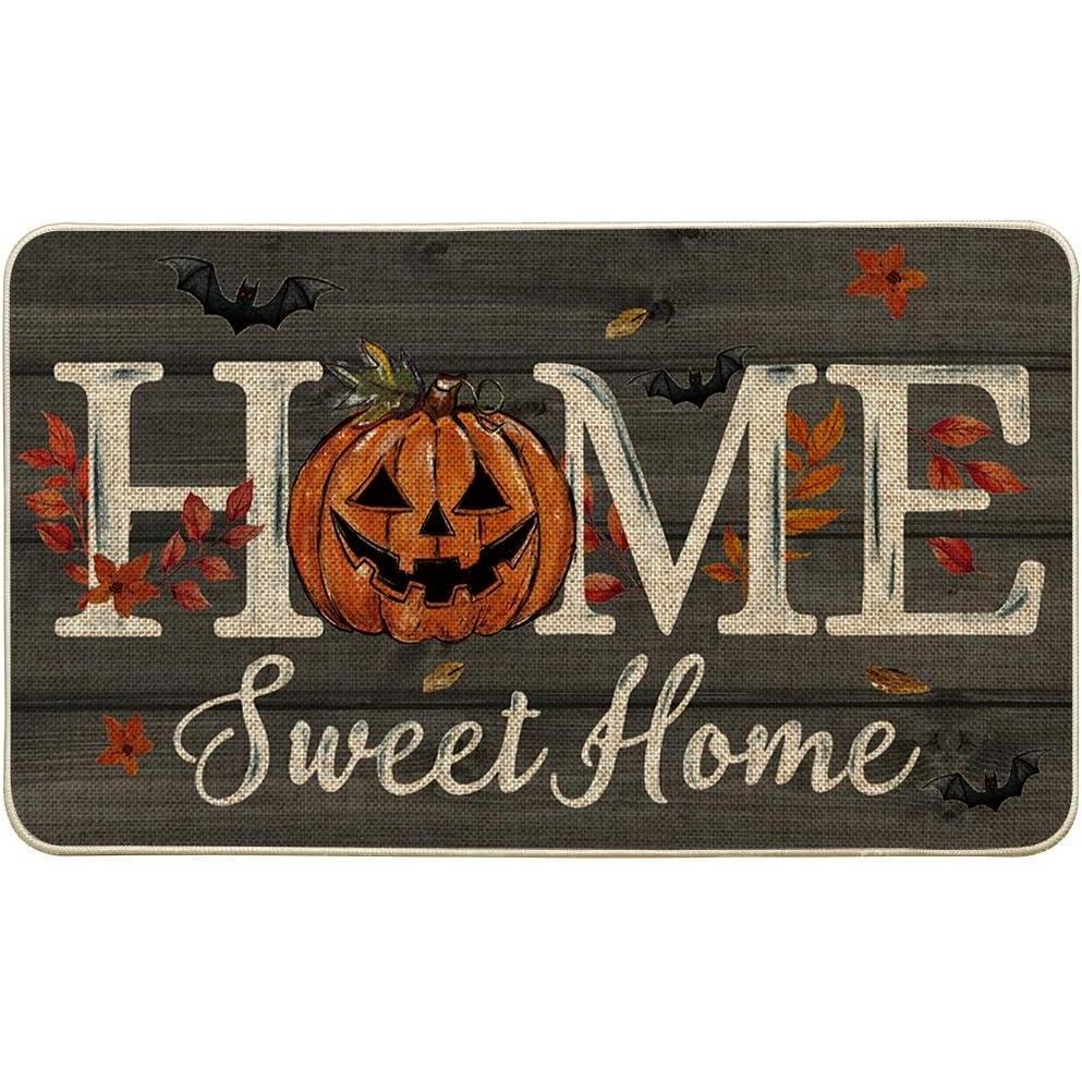 image:imageArtoid Mode Black Home Sweet Home JackOLantern Pumpkin Halloween Doormat LowProfile Switch Rug Door Home Decor Mat Floor Mat for Indoor Outdoor 17x29 InchBlack