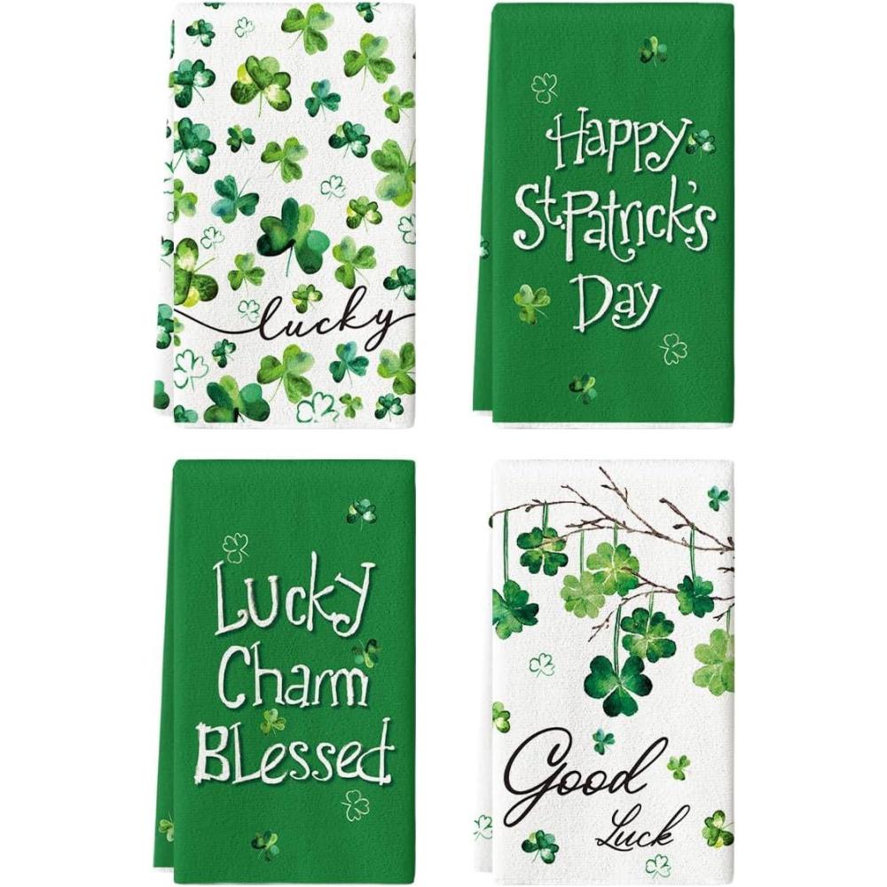 image:imageArtoid Mode Clover Shamrock St Patricks Day Kitchen Towels Dish Towels 18x26 Inch Good Luck Farmhouse Holiday Decoration Hand Towels Set of 4