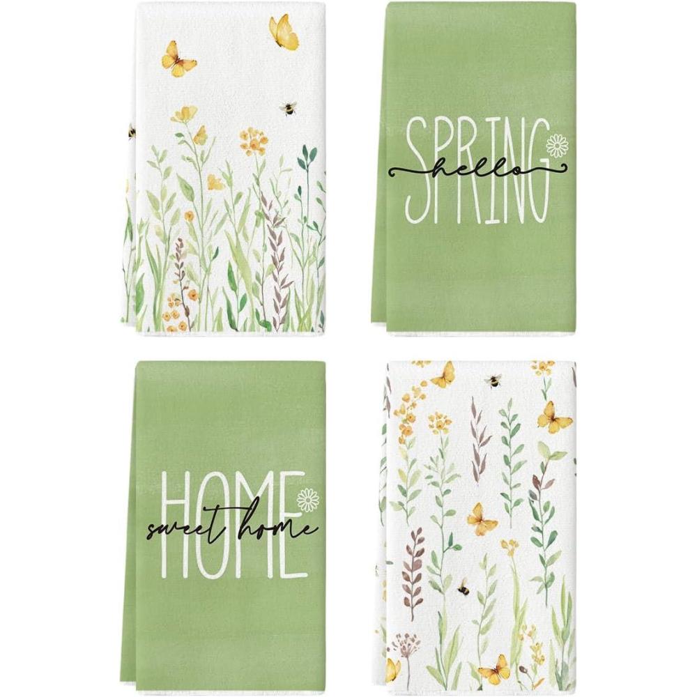 image:imageArtoid Mode Flower Home Spring Kitchen Towels Dish Towels 18x26 Inch Seasonal Decoration Hand Towels Set of 4