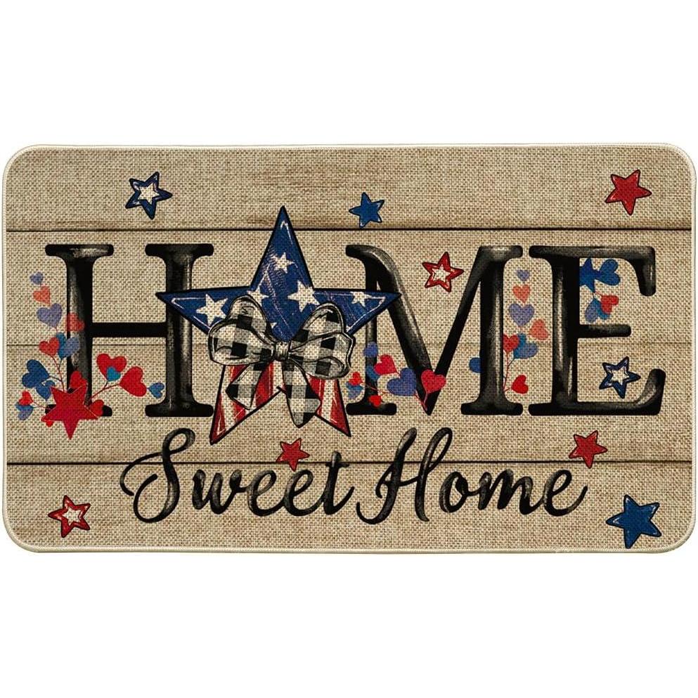 image:imageArtoid Mode Home Sweet Home Blue Star Patriotic 4TH of July Doormat Memorial Day Home Decor LowProfile Switch Rug Door Mat Floor Mat for Indoor Outdoor 17x29 Inch