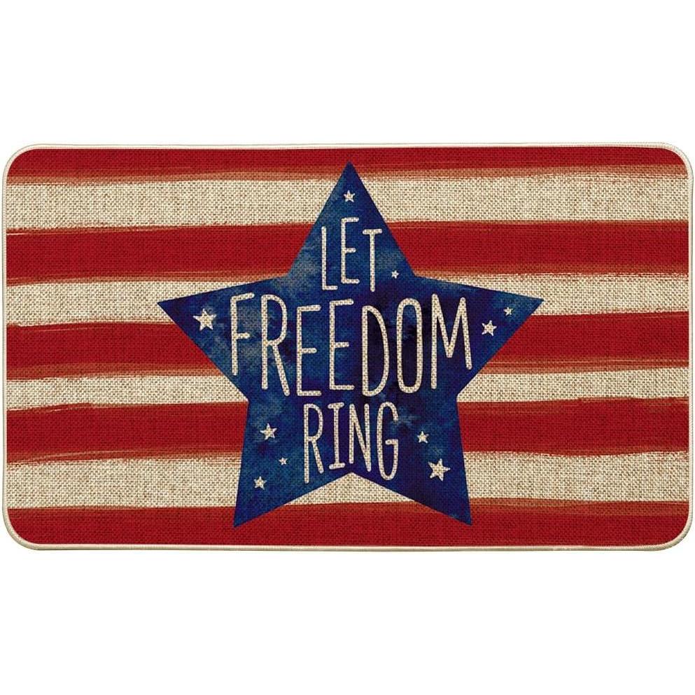 image:imageArtoid Mode Patriotic Stripes Star Let Freedom Ring Doormat 4th of July Memorial Day Independence Day LowProfile Floor Mat Switch Mat for Indoor Outdoor 17 x 29 Inch