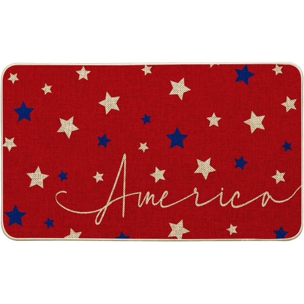 image:imageArtoid Mode Red Stars 4th of July Doormat Memorial Day Home Decor Patriotic Liberty LowProfile Switch Rug Door Mat Floor Mat for Indoor Outdoor 17x29 Inch