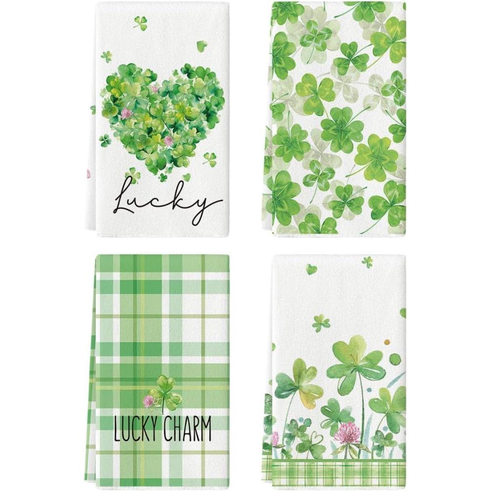 image:imageArtoid Mode Shamrock French Stripes Love Motto St Patricks Day Home Kitchen Towels 18x26 Inch Seasonal Holiday Decoration Hand Towels Set of 4