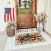 Artoid Mode America Stars Eucalyptus Patriotic 4th of July Doormat, Memorial Day Home Decor Switch Rug Door Mat Floor Mat 17×29 Inch