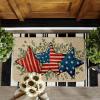 Artoid Mode American Flag Stars Eucalyptus Memorial Day Doormat, 4th of July Patriotic Independence Day Home Decor Low-Profile Switch Rug Door Mat Floor Mat for Indoor Outdoor 17×29 Inch