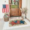 Artoid Mode American Flag Stars Eucalyptus Memorial Day Doormat, 4th of July Patriotic Independence Day Home Decor Low-Profile Switch Rug Door Mat Floor Mat for Indoor Outdoor 17×29 Inch