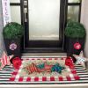 Artoid Mode American Flag Stars Eucalyptus Memorial Day Doormat, 4th of July Patriotic Independence Day Home Decor Low-Profile Switch Rug Door Mat Floor Mat for Indoor Outdoor 17×29 Inch