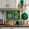 Artoid Mode Brown Lace Clover Shamrock St.Patrick’s Day Kitchen Dish Towels, 18×26 Inch Farmhouse Holiday Spring Decoration Cleaning Set of 2(Dark Green)