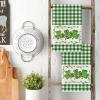 Artoid Mode Buffalo Plaid Clover Shamrock St.Patrick’s Day Kitchen Towels Dish Towels, 18×26 Inch Farmhouse Holiday Decoration Cleaning Set of 2(Green)