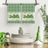 Artoid Mode Buffalo Plaid Clover Shamrock St.Patrick’s Day Kitchen Towels Dish Towels, 18×26 Inch Farmhouse Holiday Decoration Cleaning Set of 2(Green)