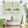 Artoid Mode Buffalo Plaid Clover Shamrock St.Patrick’s Day Kitchen Towels Dish Towels, 18×26 Inch Farmhouse Holiday Decoration Cleaning Set of 2(Light Green)