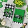 Artoid Mode Buffalo Plaid Shamrocks Love St. Patrick’s Day Kitchen Towels Dish Towels, 18×26 Inch Seasonal Spring Decoration Hand Towels Set of 2